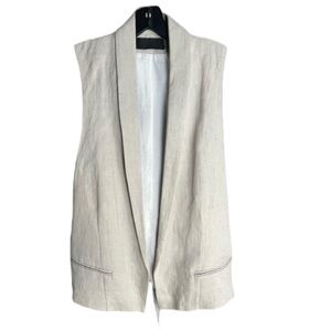 Haider Ackermann 100% Linen Longline Vest Size Fr 40 Waistcoat Beige US Large